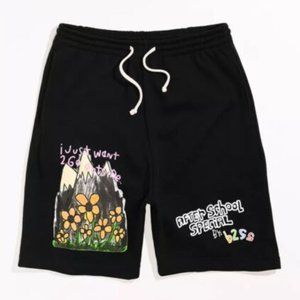 After School Special Panic Fleece Sweat Shorts Pocket Drawstring Black